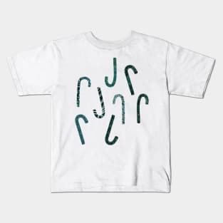 Candy canes, monochrome, green silhouette, Christmas candy Kids T-Shirt